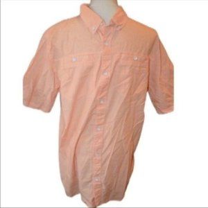 Nuco Mens Short Sleeve Button Down Shirt XL Peach Orange Pocket Front